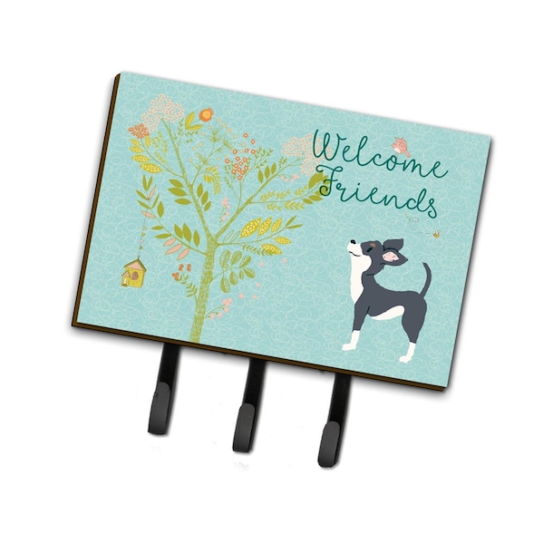 Carolines Treasures Welcome Friends Black White Chihuahua Leash or Key Holder, 6 x 2 x 9 in. BB7627TH68 - main